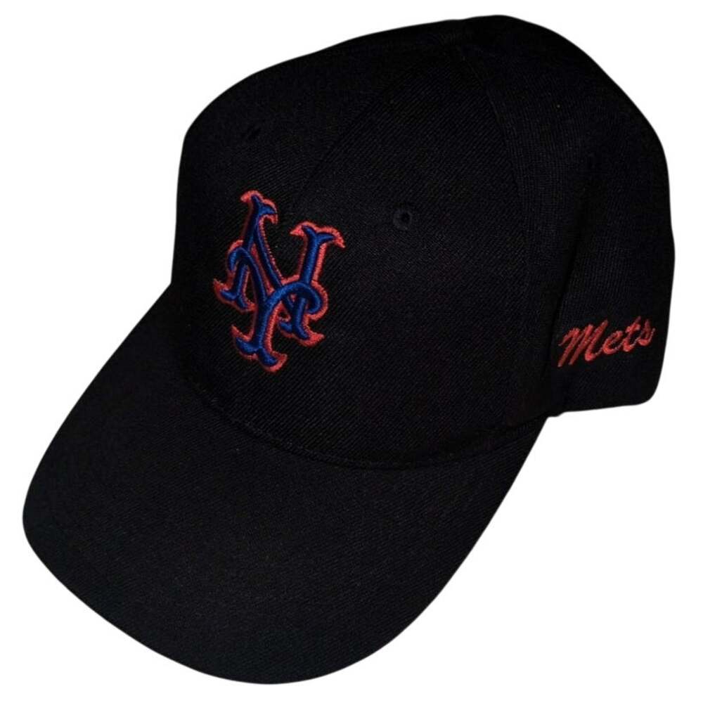 Muka New York Mets NY Logo Baseball Cap Hat Black Embroidered Strapback